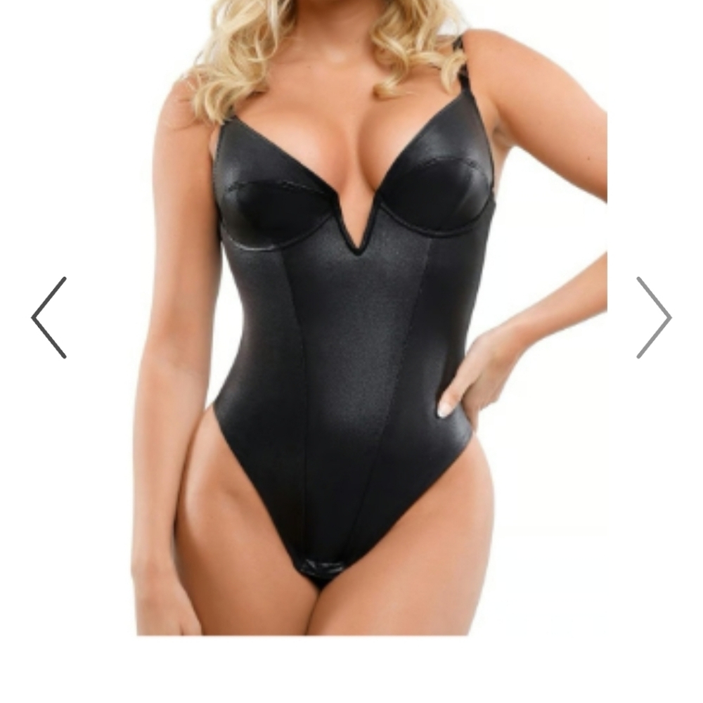POPILUSH Faux Leather Bodysuit
